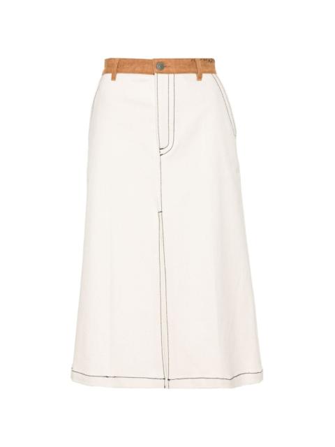 slit-detail cotton midi skirt