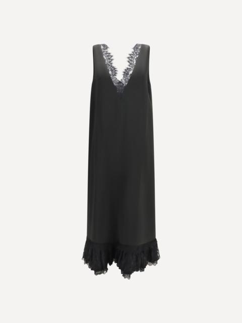 GANNI Lace-trimmed satin long Dress