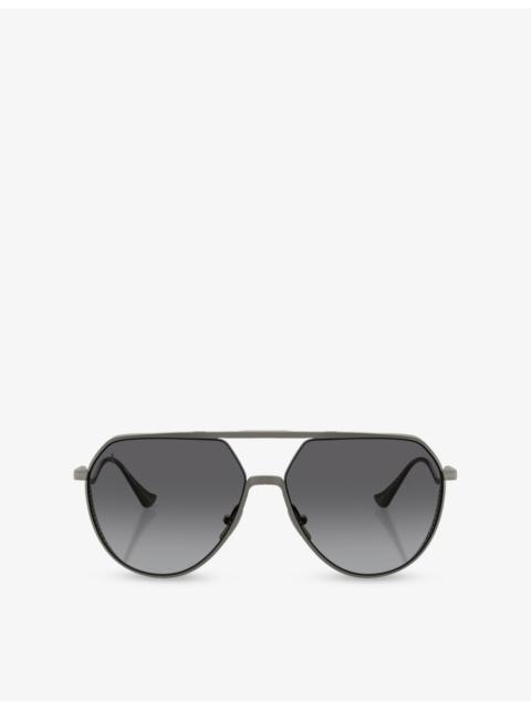Ferrari FH1021T Pilot-Frame Metal Sunglasses