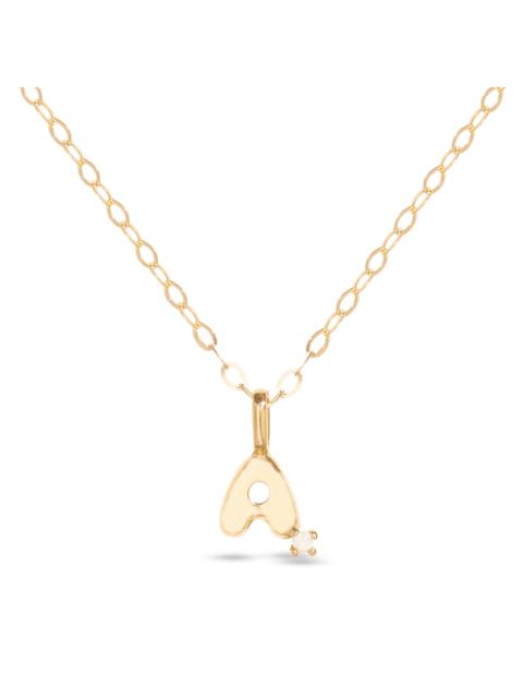 STONE AND STRAND Tiny Bubble Tea Initial With Diamond Necklace