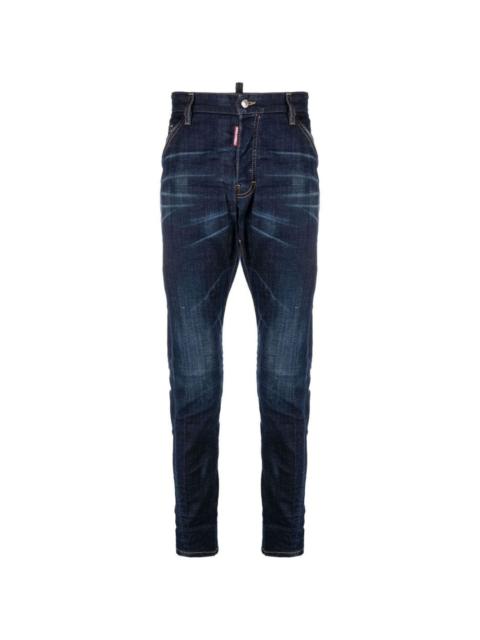 washed straight-leg jeans