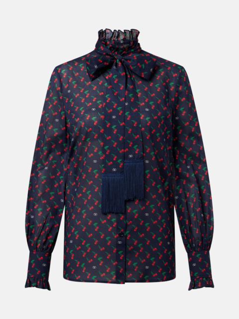 Cherryfic bow-detail cotton muslin shirt