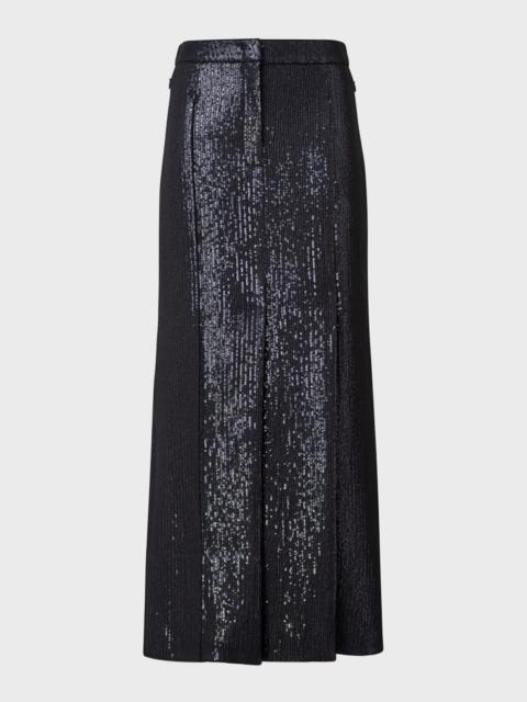 AKRIS Silk Chiffon Sequin Maxi Skirt