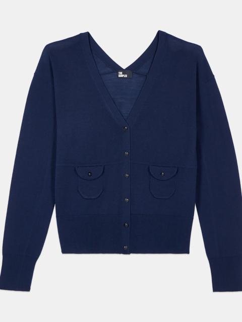 The Kooples NAVY BLUE WOOL CARDIGAN