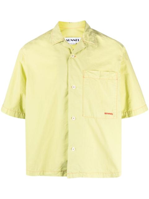 SUNNEI logo-print crinkled shirt