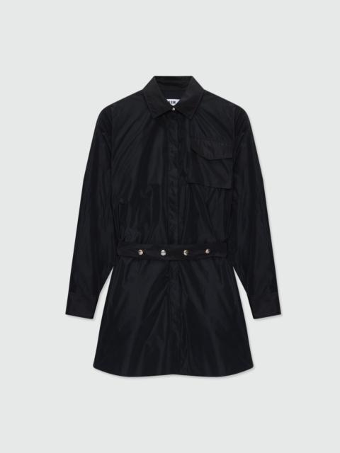MSGM Black taffeta chemisier with removable belt and metal buttons