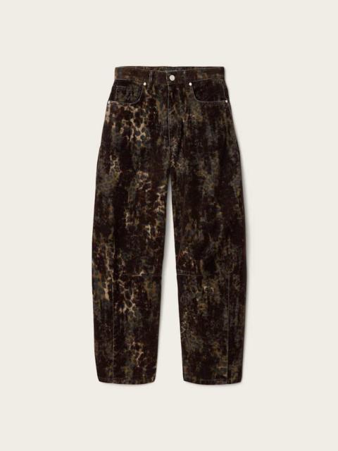 ALLSAINTS JETT LEOPARD PRINT BARREL LEG JEANS
