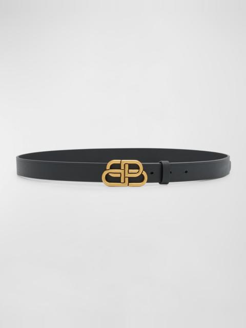 BALENCIAGA Golden BB Thin Leather Belt
