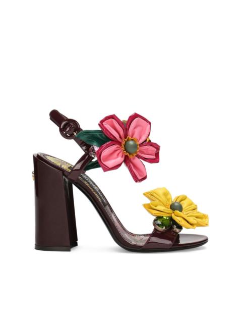 floral-appliquÃ© ankle-strap sandals