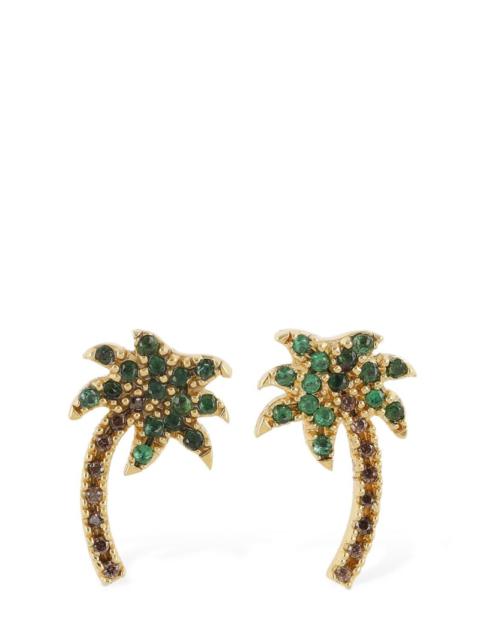 Palm crystal & brass clip-on earrings