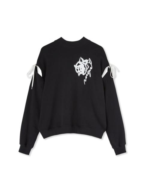 MSGM Crew-neck sweatshirt with rose brushstroke graphic