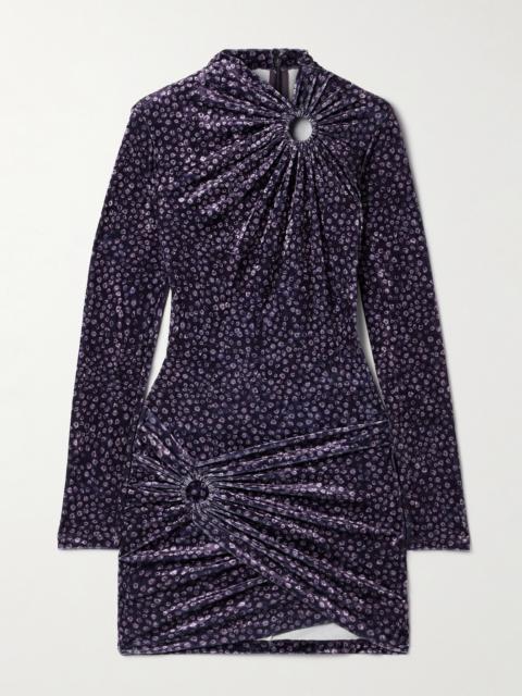 Isabel Marant Étoile Havana Draped Floral-print Velvet Mini Dress