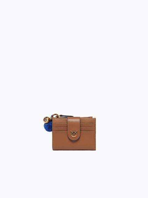 PINKO MULTI-PURPOSE LEATHER WALLET WITH POMPOM