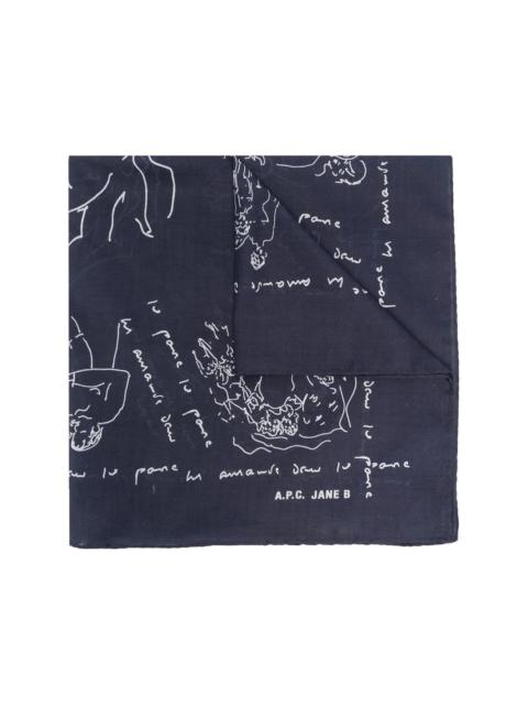 A.P.C. graphic-print cotton scarf