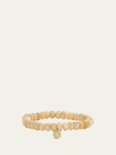 SYDNEY EVAN 14K Gold Diamond Sunburst on Mystic Sand Moonstone Bracelet