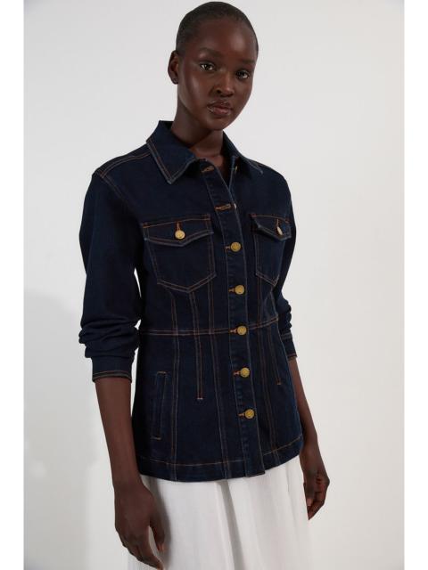 KAREN MILLEN Denim Corset Waist Detail Jacket