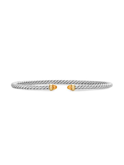 DAVID YURMAN Women's Micro Cable Flex Bracelet in Sterling Silver - Citrine