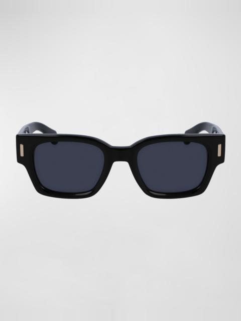 FERRAGAMO Men's Rivets Acetate Rectangle Sunglasses, 52mm