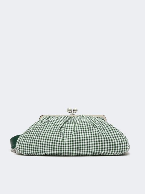 WEEKEND Max Mara BETA Large gingham cotton Pasticcino Bag - MOSS GREEN