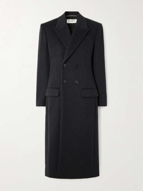 Double-breasted brushed wool and cashmere-blend coat