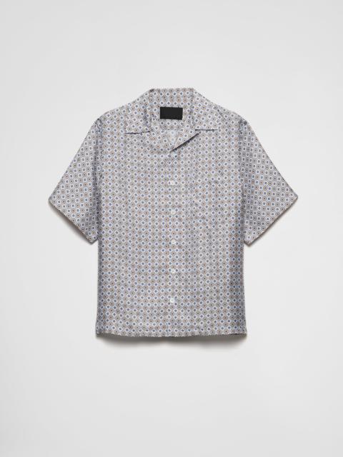 Short-sleeved printed silk shirt