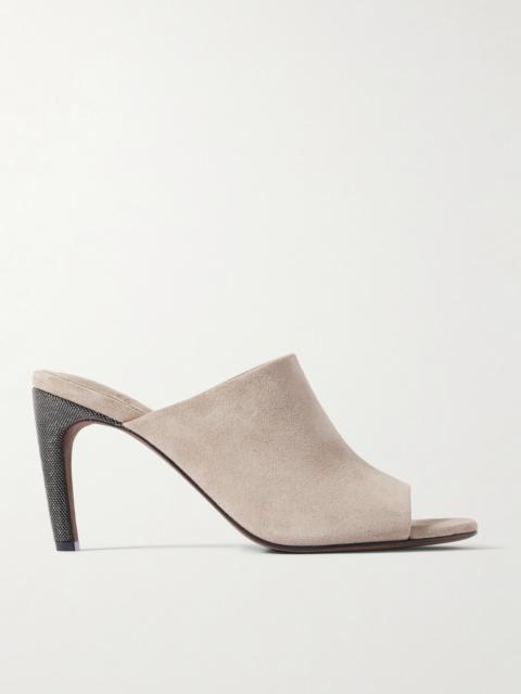 Brunello Cucinelli Bead-embellished Suede Mules