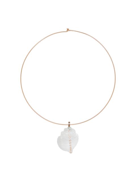 DEZSO Quartz, Shell, and Diamond 18K Gold Necklace gold