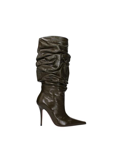 Amina Muaddi ruched patent-leather boots