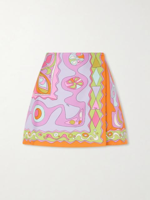 PUCCI Wrap-effect Printed Silk-twill Mini Skirt