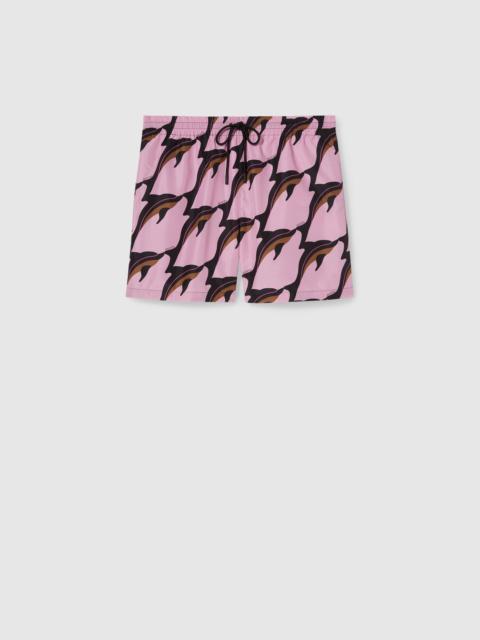 GUCCI Printed technical poplin swim short