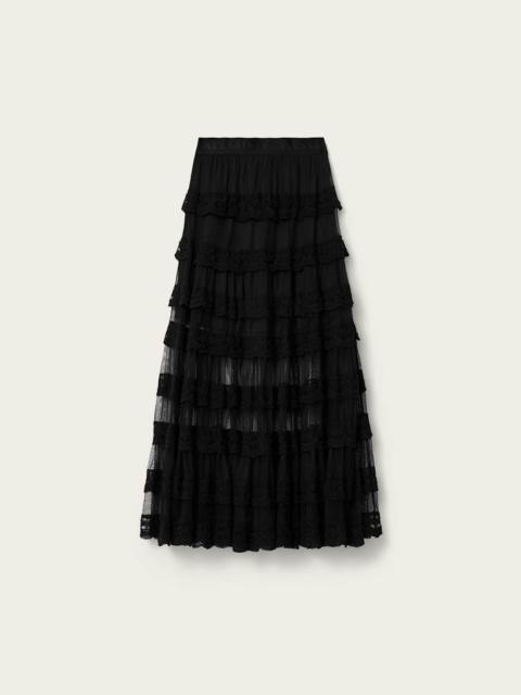 ALLSAINTS MAGGIE TIERED LACE MAXI SKIRT