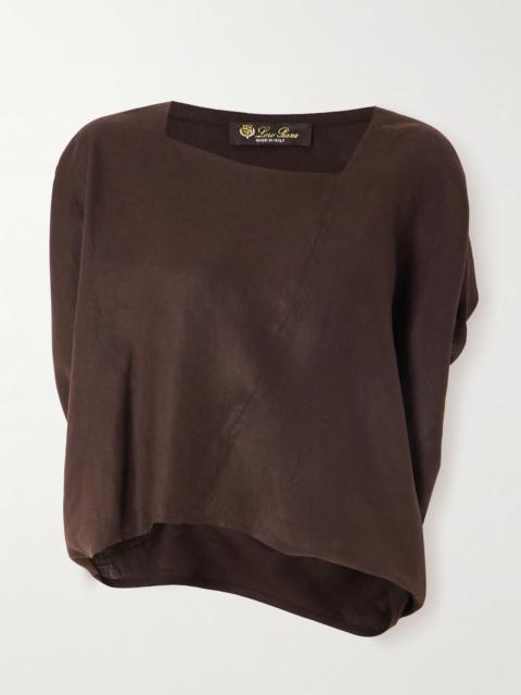 Loro Piana Gaia asymmetric linen blouse Brown