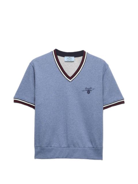 Prada cotton fleece V-neck sweatshirt