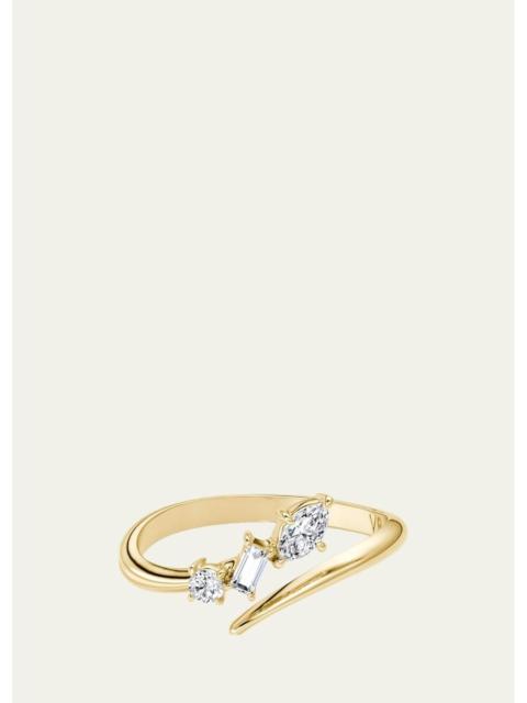 VRAI 14K Yellow Gold Lab-Grown Diamond Orion Bypass Ring, 0.19tcw