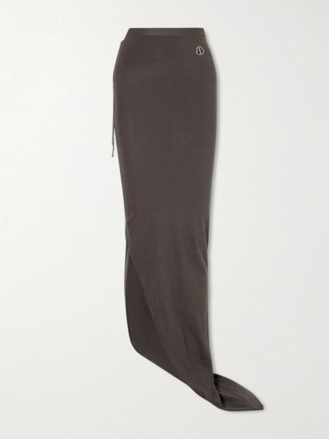 Rick Owens + Moncler appliquéd cotton-jersey maxi skirt Brown