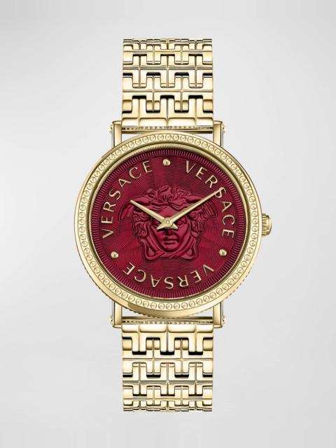 37mm V-Dollar Watch with Bracelet Strap, Yellow Gold/Red