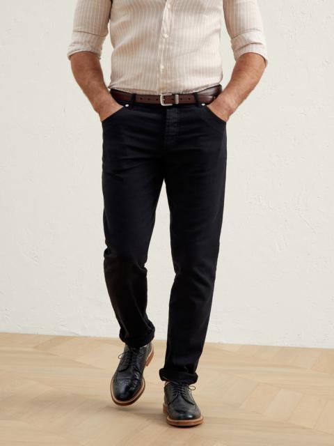 Lightweight dyed denim slim fit five-pocket trousers