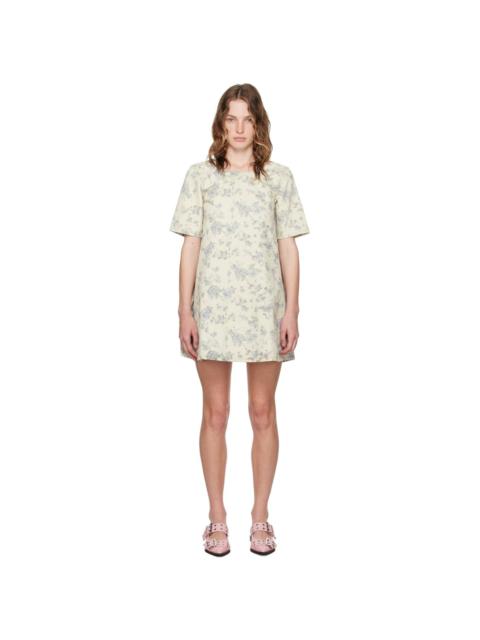 GANNI Off-White Floral Denim Minidress