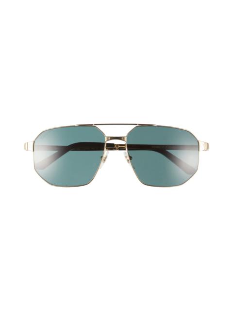 Cartier 60mm Polarized Pilot Sunglasses