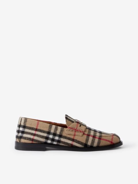 Burberry Check Wool Felt Loafers