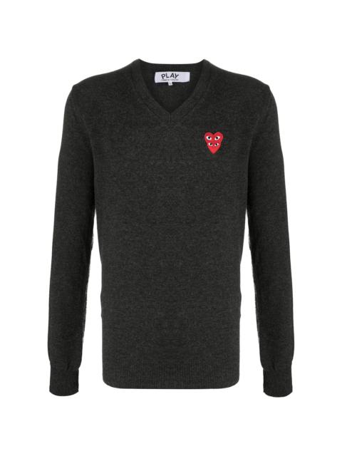 Comme des Garçons PLAY embroidered double heart patch jumper