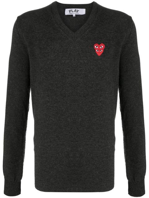 embroidered double heart patch jumper