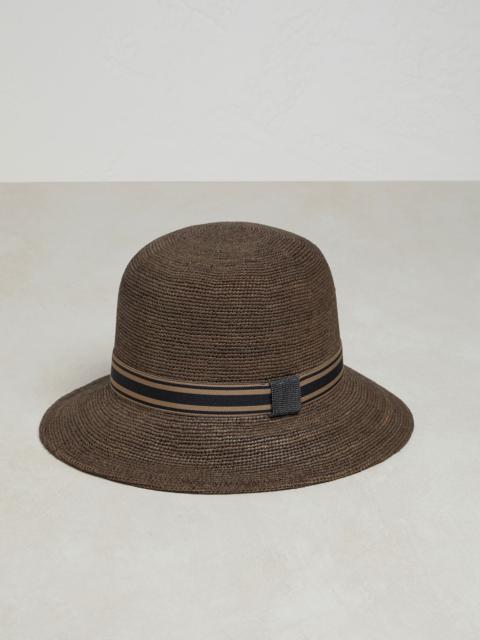 Brunello Cucinelli Straw hat with striped band and monile