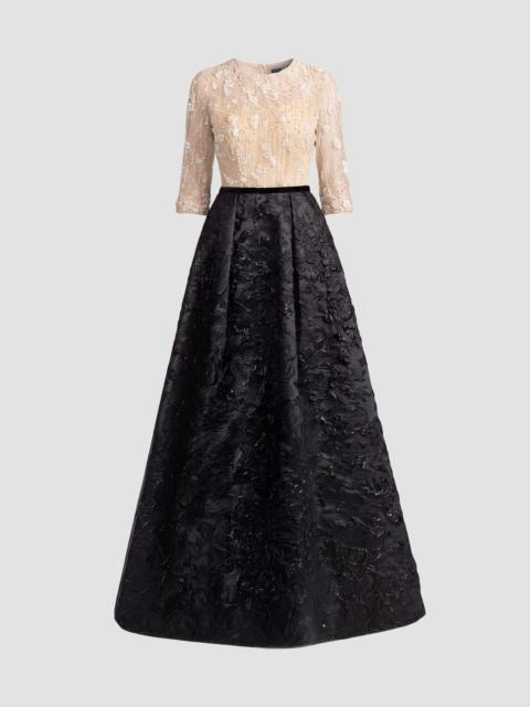 MAC DUGGAL Women's Two-Tone Crêpe Brocade Ball Gown - Beige Black