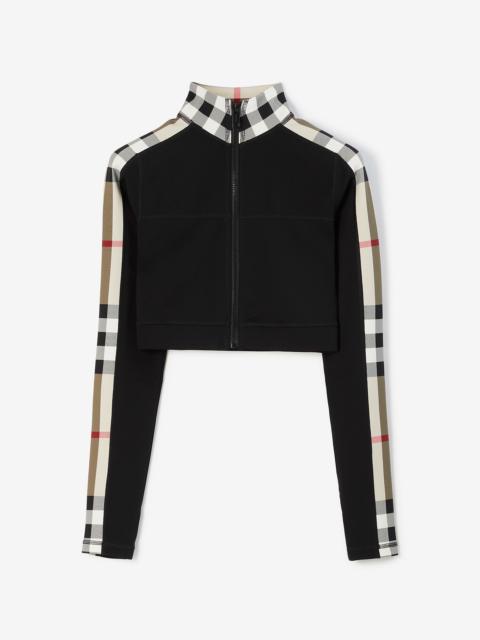 Burberry Check Panel Stretch Jersey Cropped Top
