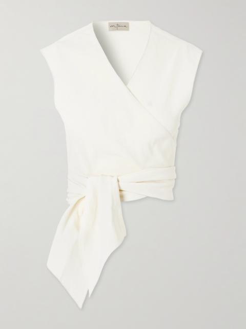 cortana Asa Linen-blend Wrap Top
