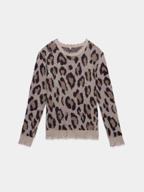 R13 LEOPARD CASHMERE CREWNECK SWEATER