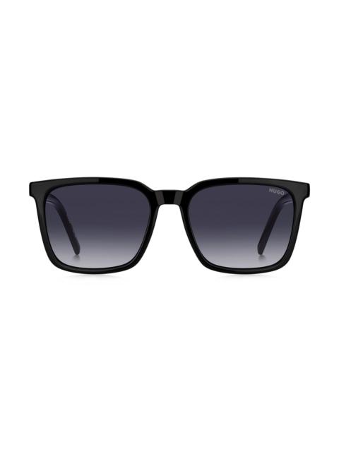 HUGO BLACK SUNGLASSES WITH PATTERNED TEMPLES