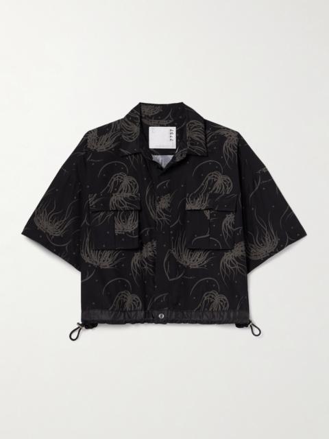 sacai Cropped Shell-trimmed Printed Poplin Shirt
