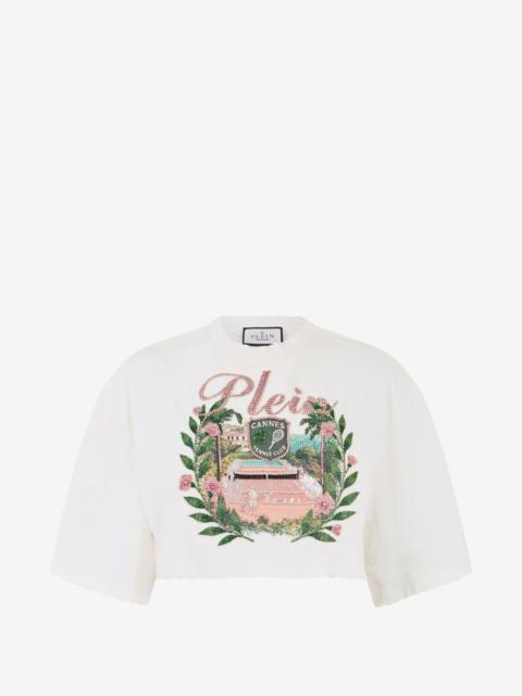 PHILIPP PLEIN rhinestones cropped T-shirt